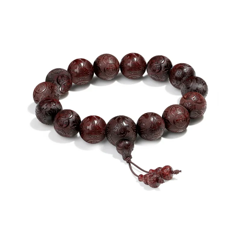 PUTUOSHANWENCHUANG Small Leaf Red Sandalwood Bracelets Unisex-1
