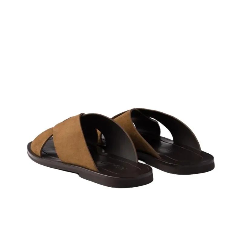 PRADA Slide Slippers Men's Brown-5