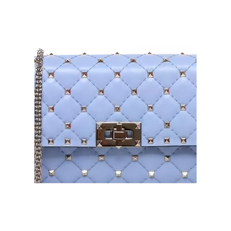 Valentino ROCKSTUD SPIKE Nappa Leather Shoulder Bag Women's Blue-3