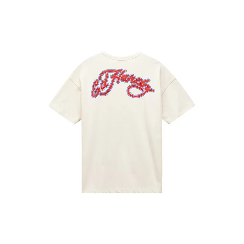 Ed Hardy SS25 Drop Shoulder Sleeve T Shirt Women's Ivory White-1