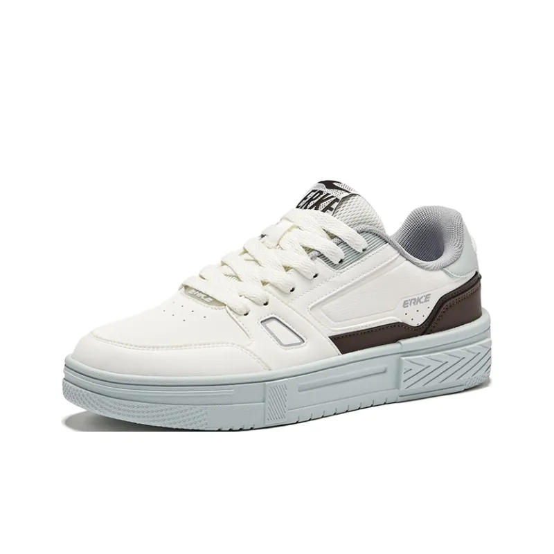 Erke Thousand Points Wear-Resistant Slip-Resistant Low-Top Skateboard Shoes Men's Microcrystal White Dark Rosewood-2