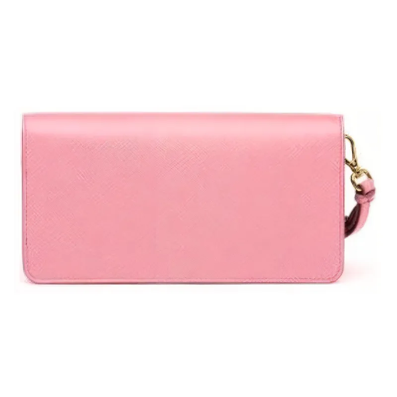 PRADA Saffiano Leather Clutch Bag Over The Shoulder Mini Women's Pink-2