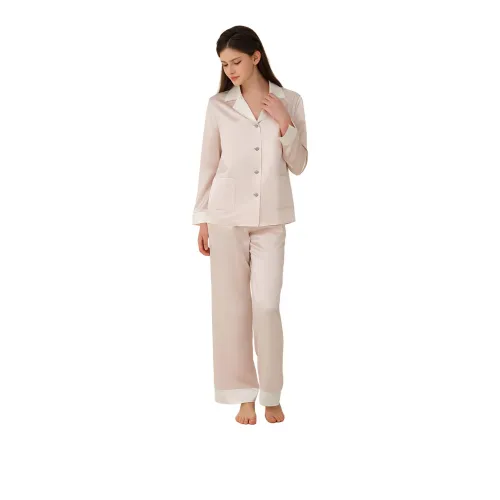 SILKY MIRACLE Pajama Set Women's Primrose Pink With Pearl White Accents