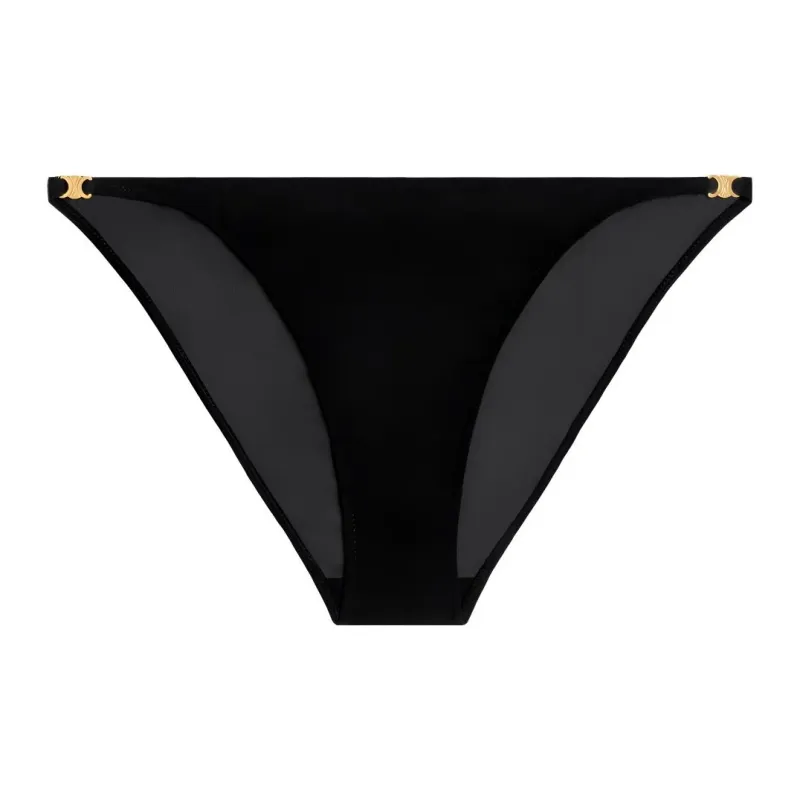 CELINE Triomphe Mulberry Silk Georgette Underwear Underpants Women's 1 Pack Black-0