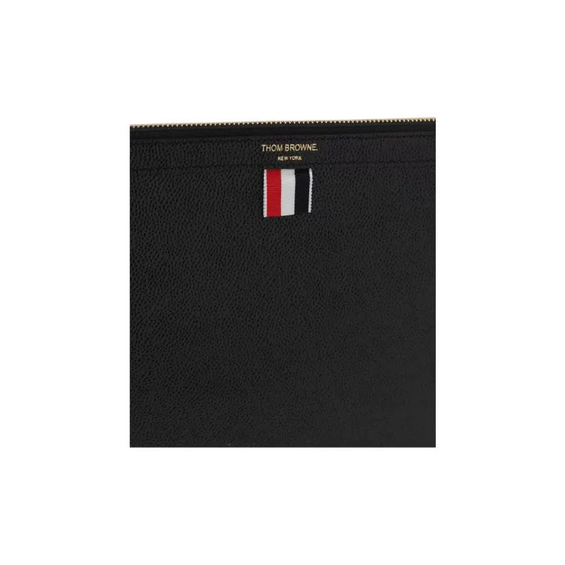 THOM BROWNE· Leather Clutch Medium Size Men's Black-3
