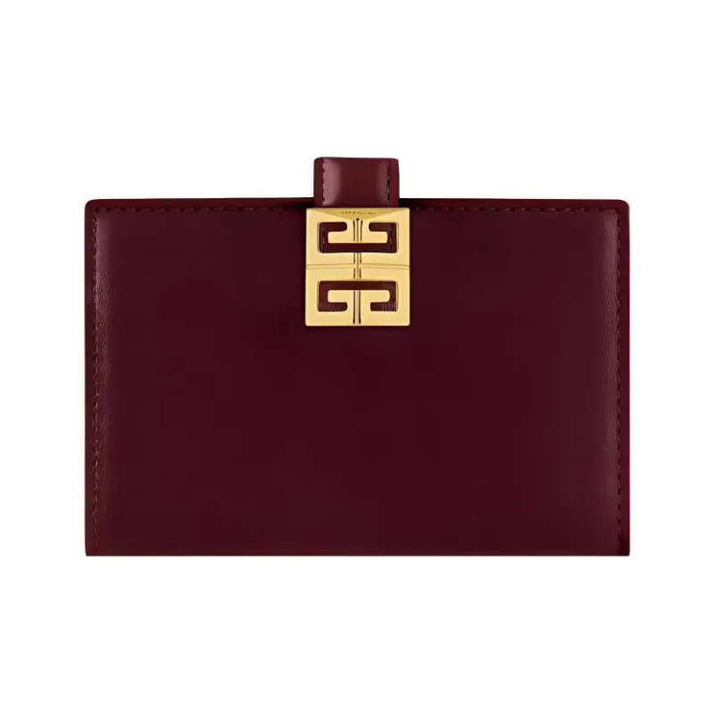 GIVENCHY 4G Cow Leather Card Holder Women's Burgundy-0