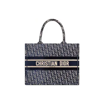 DIOR BookTote Velvet Tote Bag Shopping Bag Shoulder Bags Handbags Medium Size Women's Dark Blue