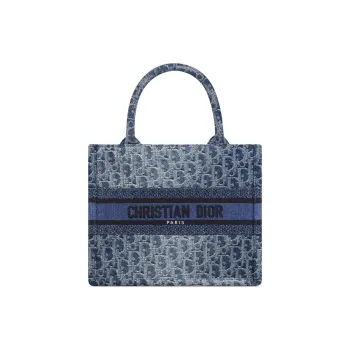 DIOR Embroidery Totes Shopping Bags Handbags Small Size Women's Gradient Blue