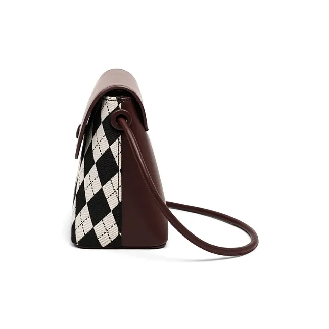 MILLIE'S Fabric Shoulder Bag, Crossbody Bag, Bucket Bag Women's Chessboard Coffee-4