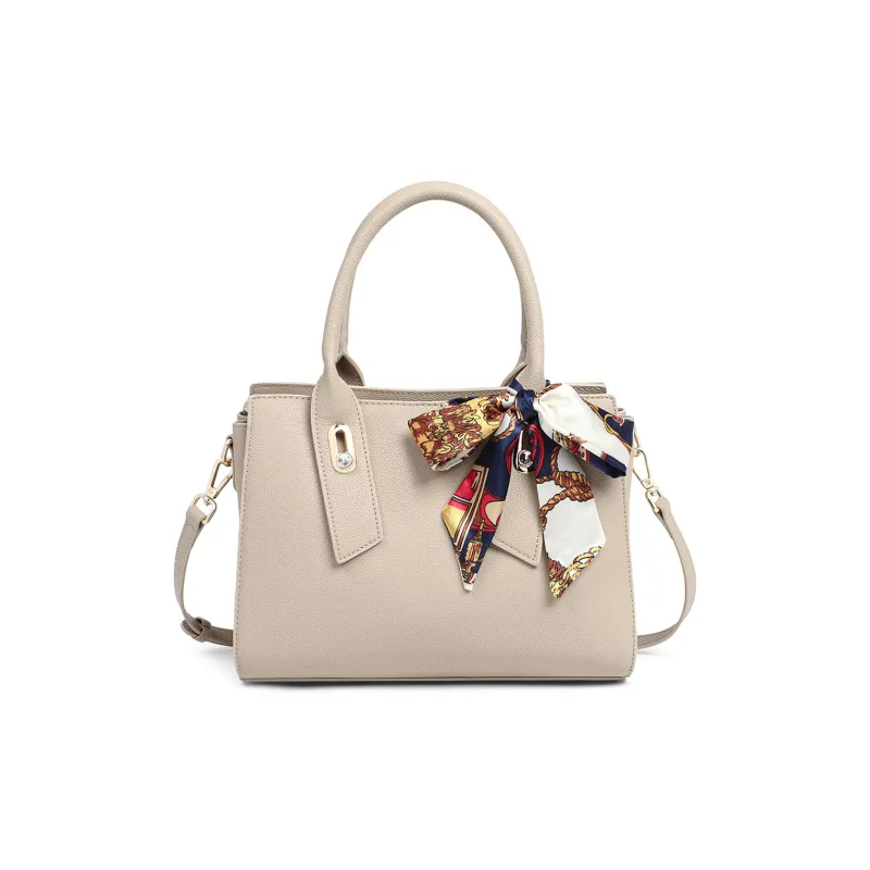 PT'SON Cow Leather One Shoulder Handbag Large Size Women's Creamy Apricot-3