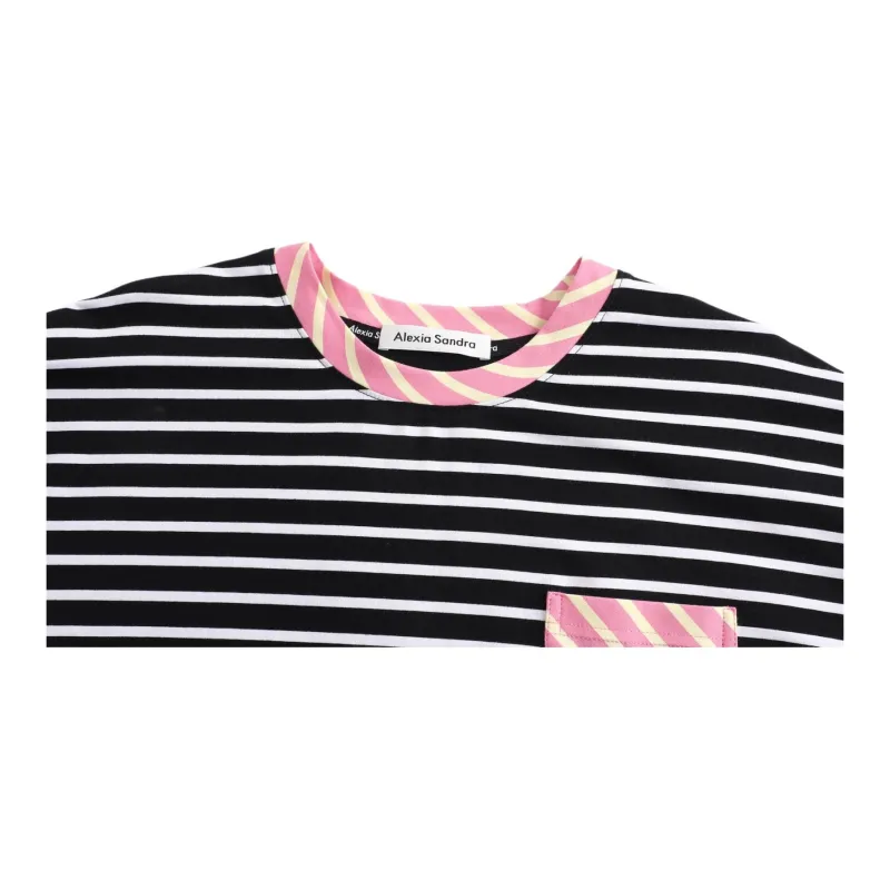 Alexia Sandra Stripe Series T Shirt Unisex Black Pink-2
