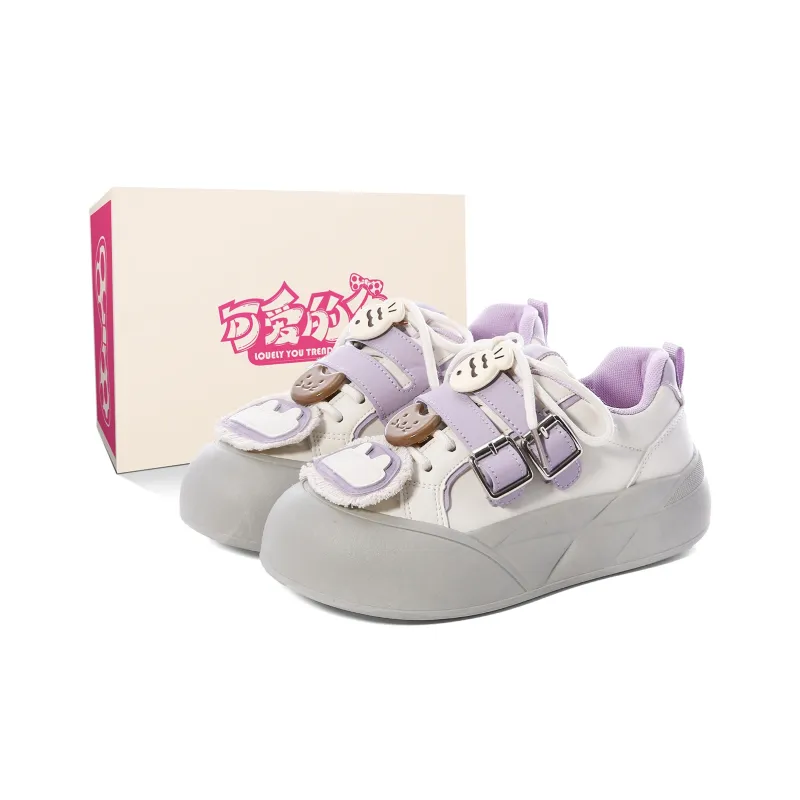 Lovely You Wear-resistant And Lightweight Low-Top Skateboard Shoes Women's Gray Purple-12