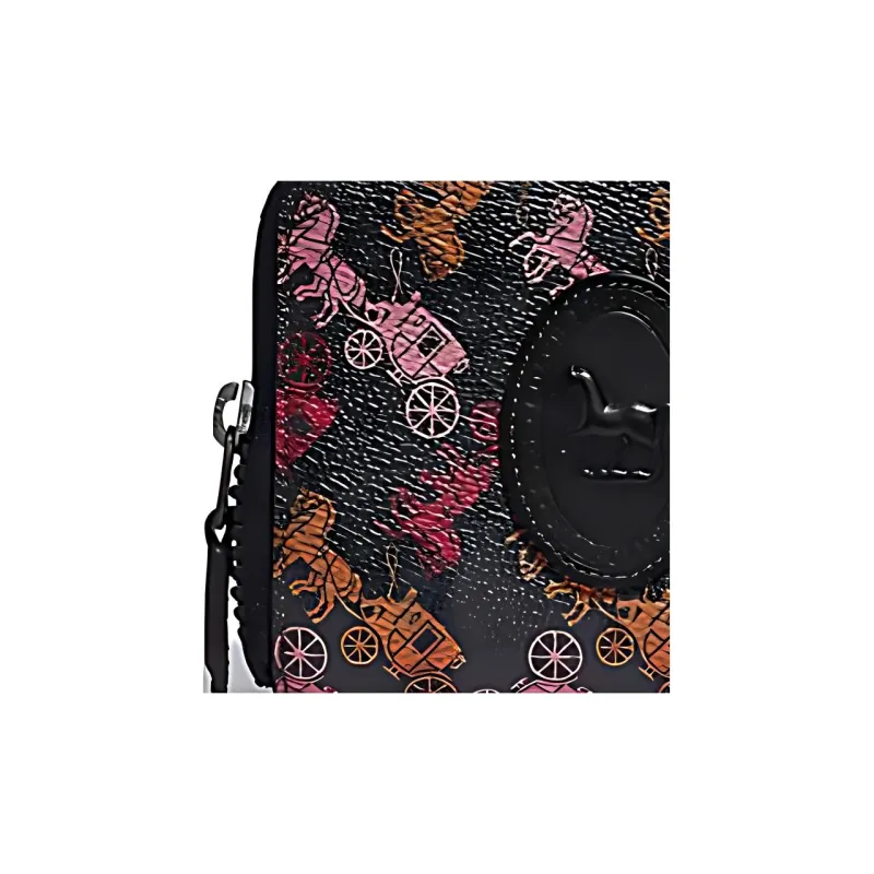 COACH Monogram Canvas With Leather Wallets Clutches Small Size Women's Black-3