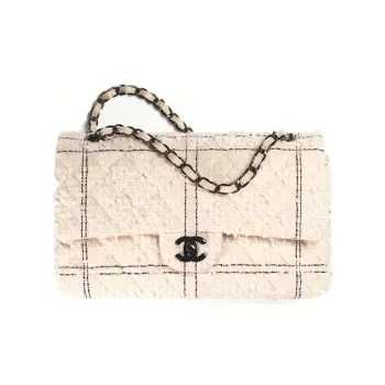 CHANEL Classic Flap CF Twill Velvet Handbag Shoulder Bag Crossbody Bag Women's Light Pink
