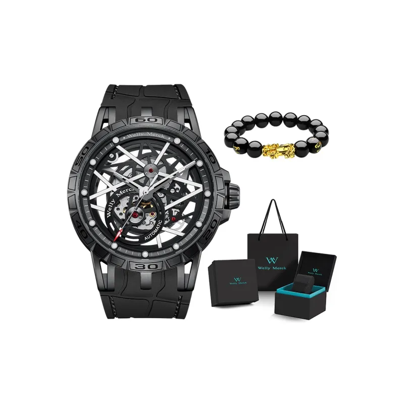 Welly Merck Automatic Mechanical Movement Watch Men's Watches Cut-Out Dial-0