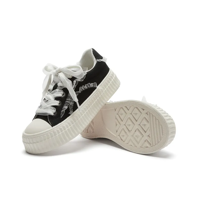 Hotwind Cream Lace Series Low-Top Canvas Shoes Women's-8