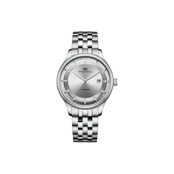 Welly Merck Automatic Mechanical Movement Stainless Steel Watchband Men's Watches Silver Dial