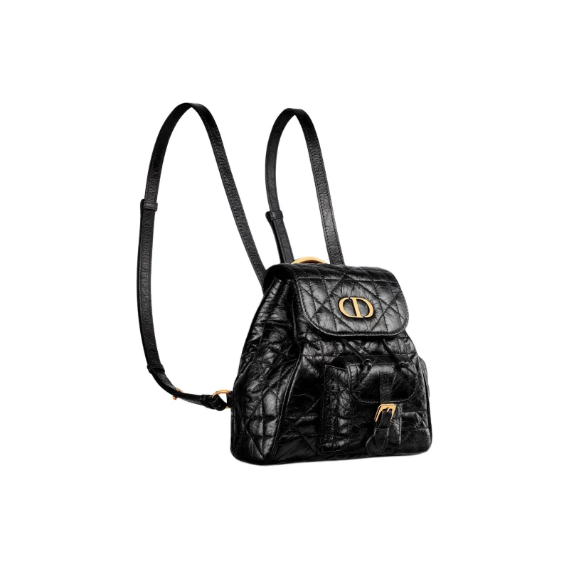 DIOR Caro Calfskin Backpack Small Size Women's Black-1