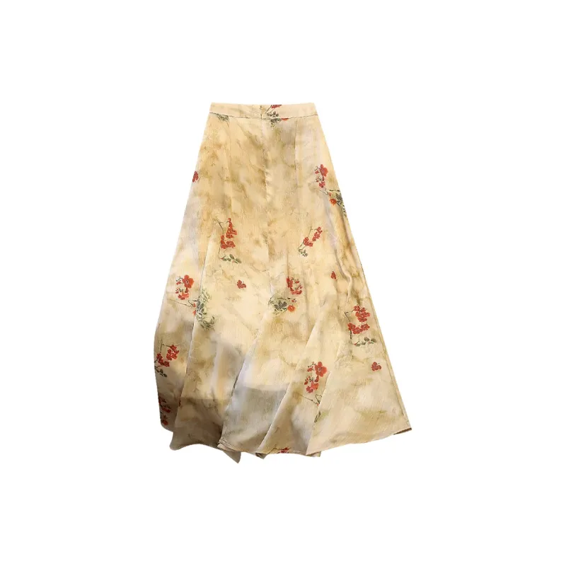 TOUCH Casual Long Skirt Women's Beige Khaki-1