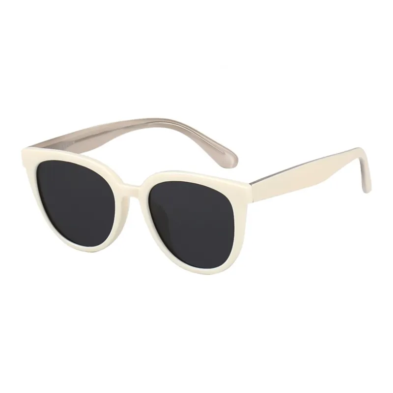 LOHO TR90 Round Travel Photography Super Light Spring Blush Fresh Look Slim Face Sunglasses Unisex Bright Black Caramel-1