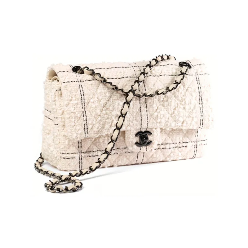 CHANEL Classic Flap CF Woolen Handbag, Shoulder Bag, Crossbody Bag Women's Light Pink-1