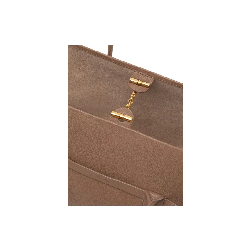 Loro Piana Ghiera Cow Leather Handbag Large Size Women's Fossil Color-5