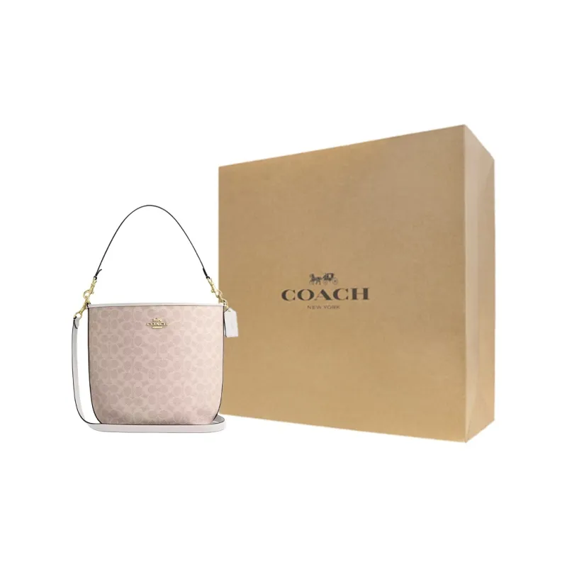 COACH Coated Canvas Bucket Bag, Shoulder Bag, Crossbody Bag, Handbag Tubas Women's Sand & Chalk-6