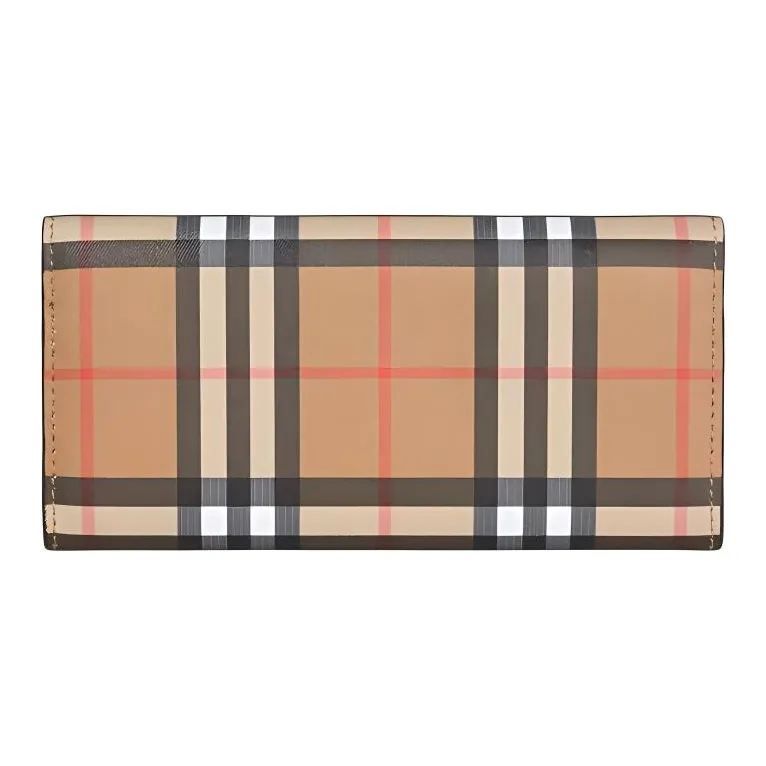 Burberry Cow Leather Card Holder Wallet Women's Beige-2