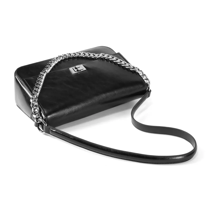 BELLE Artificial Leather Shoulder Bag Medium Size Women's Black-6