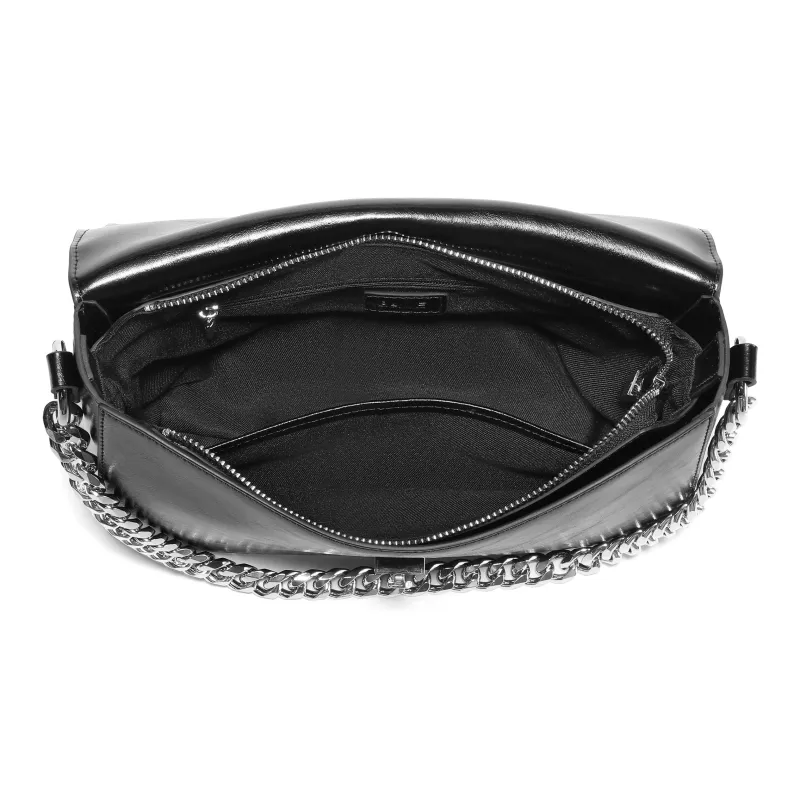 BELLE Artificial Leather Shoulder Bag Medium Size Women's Black-4