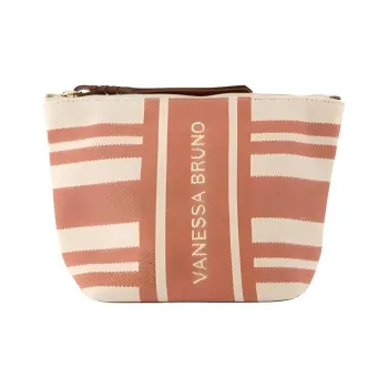 Vanessa Bruno Cotton Makeup Bag Regular Women's Cognac White Blue