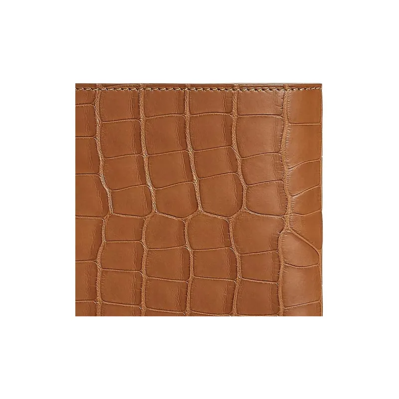 HERMES MC² Euclide Matte Crocodile Leather Wallet Men's 37 Gold Gold Brown-4