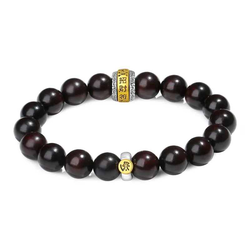 PUTUOSHANWENCHUANG Small Leaf Red Sandalwood Bracelets Unisex-0