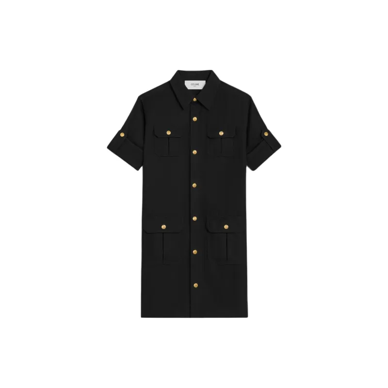 CELINE Reporter Mini Dress In Cotton Twill-1
