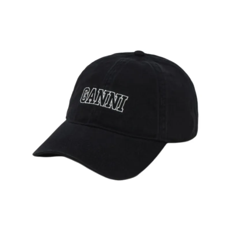 GANNI Logo Embroidered Curved Peak Hat-0