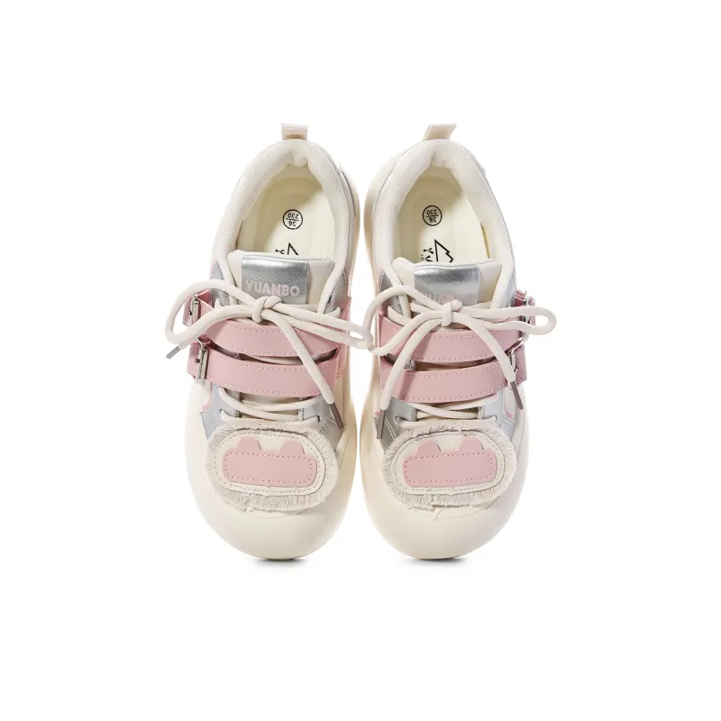 Lovely You Wear-resistant And Lightweight Low-Top Skateboard Shoes Women's Pink Silver-3