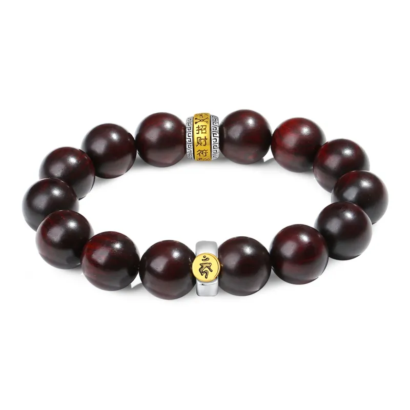 PUTUOSHANWENCHUANG Small Leaf Red Sandalwood Bracelets Unisex-19