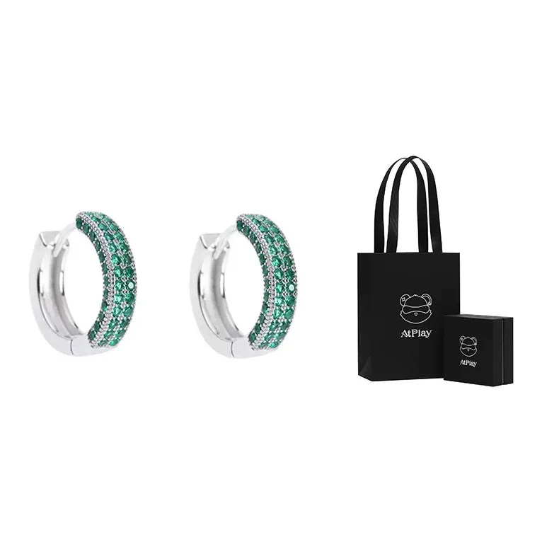 ATPLAY Silver Plated Copper Earrings Unisex Green-6