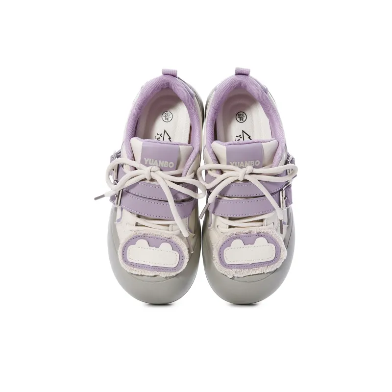 Lovely You Wear-resistant And Lightweight Low-Top Skateboard Shoes Women's Gray Purple-3