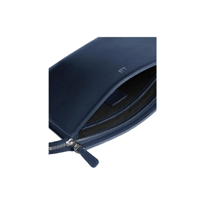 Dunhill Full Grain Small Cow Leather Clutch Men's Marine Blue-3