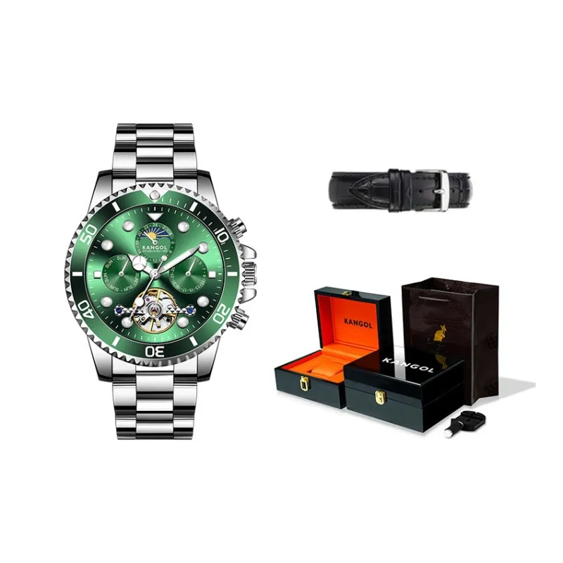 KANGOL Automatic Mechanical Movement Stainless Steel Watchband Watch Men's Watches Black Dial-21