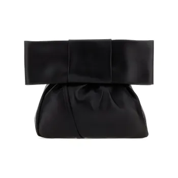 JIL SANDER Leather Portable One Shoulder Crossbody Clutches Women's Black