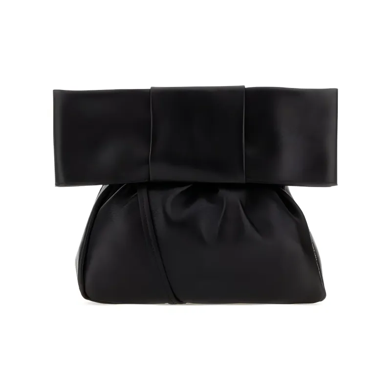 JIL SANDER Leather Portable One Shoulder Crossbody Clutch Women's Black-0