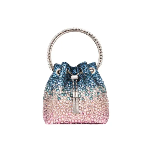 Jimmy Choo Satin Bucket Bag, Shoulder Bag, Crossbody Bag, Handbag Women's Blue & Pink