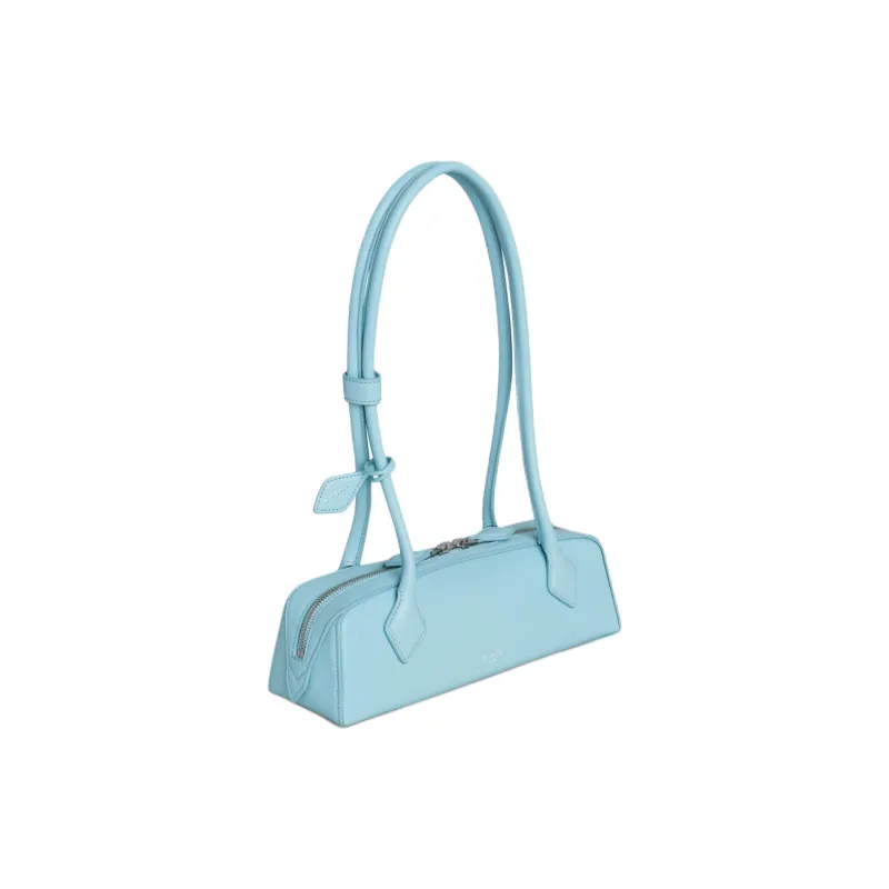 Alaia Calfskin Shoulder Bag, Dachshund Bag, Baguette Bag, Handbag, Shoulder Bag Small Size Women's Light Blue-1