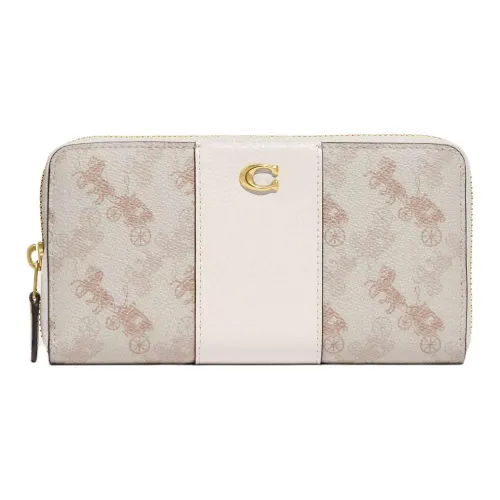COACH Accordion Zip Coated Canvas With Litchi Grain Leather Accordion Card Wallet Women's White