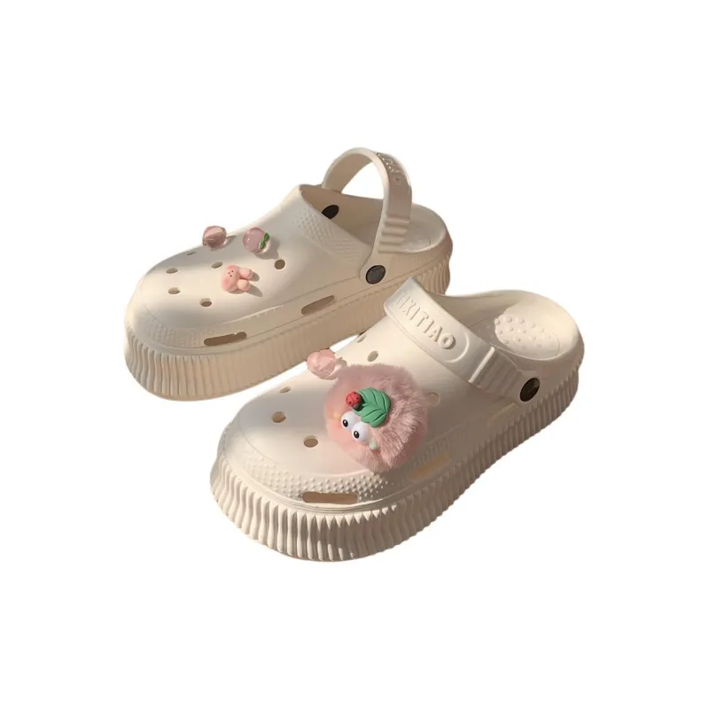 Thin Strips Slippers Milk White-6