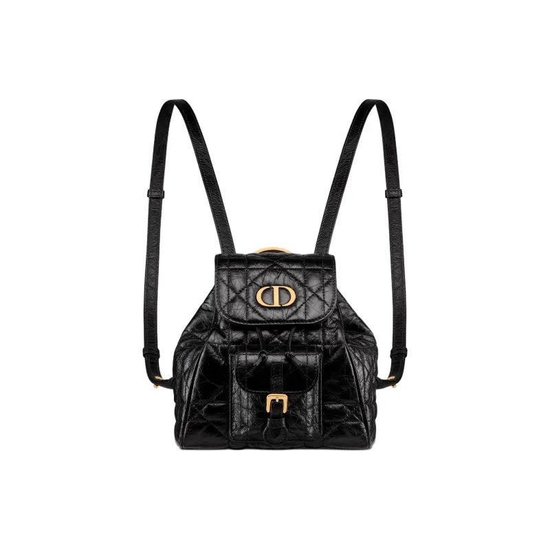 DIOR Caro Calfskin Backpack Small Size Women's Black-0