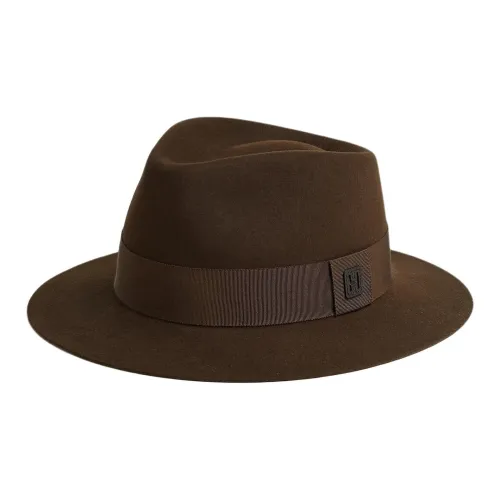 HERMES Rabbit Fur Felt Top Hats Men's Caramel Brown