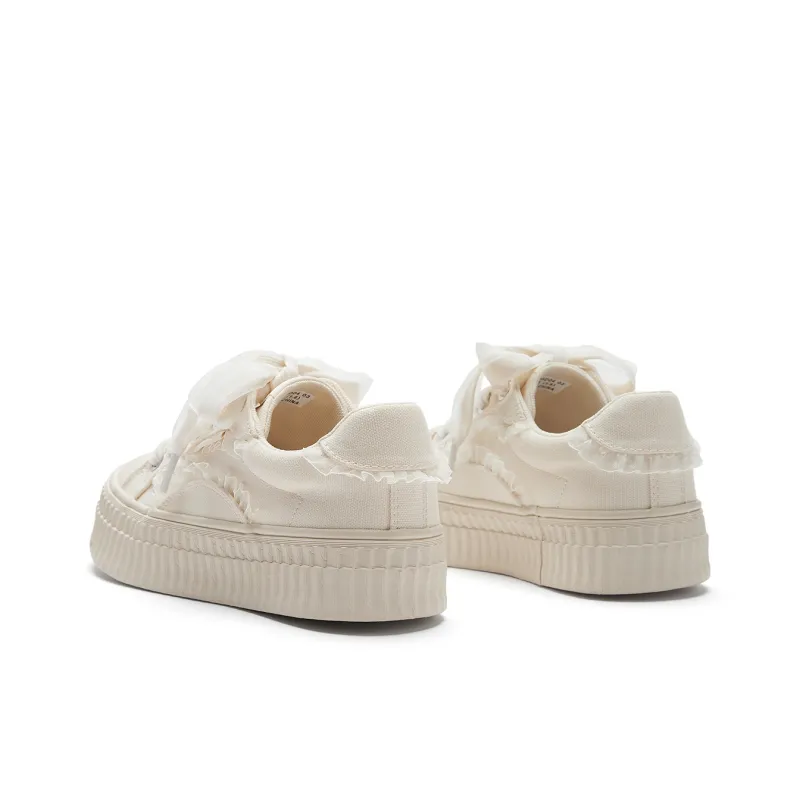 Hotwind Cream Lace Series Low-Top Canvas Shoes Women's-2